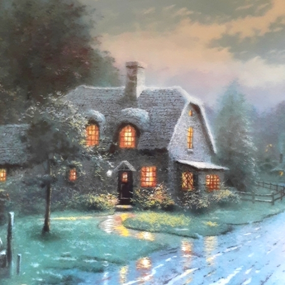 ๐*VINTAGE* LENOX ~KINKADE~ PEACEFUL RETREATS "MOONLIT LANE" WALL PLATE #517 A - Picture 2 of 12